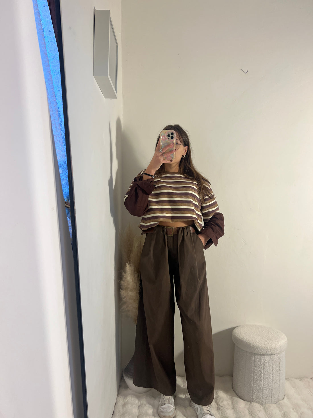 Felpa a righe con camicia