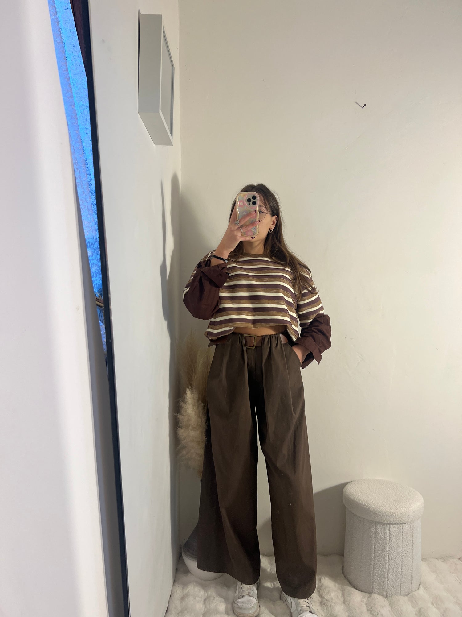 Felpa a righe con camicia