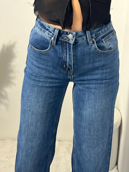 Jeans a palazzo con piegone