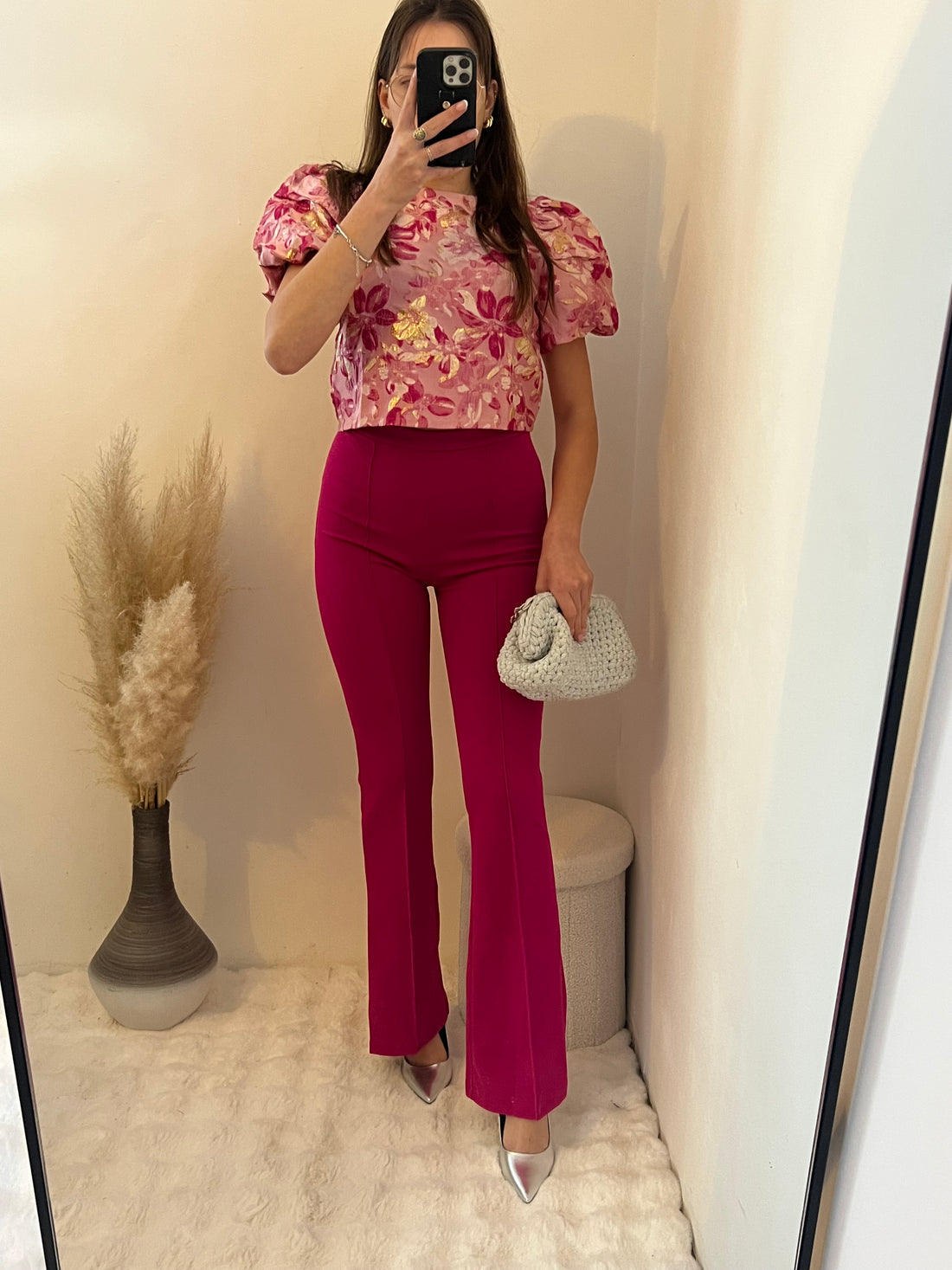 Pantalone a zampa fucsia
